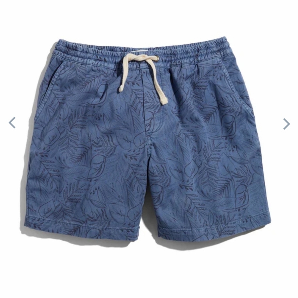 Marine layer 5" Saturday Canvas Short in Navy Tropical Print
